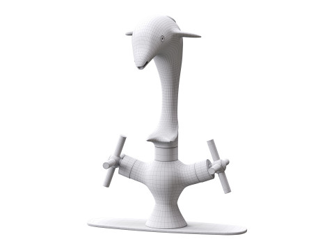 Chrome Dolphin Faucet Single Hole Widespread Plate 3D 模型