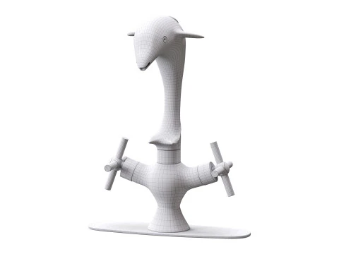 Chrome Dolphin Faucet Single Hole Widespread Plate 3D Model