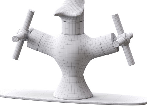 Chrome Dolphin Faucet Single Hole Widespread Plate 3D 模型