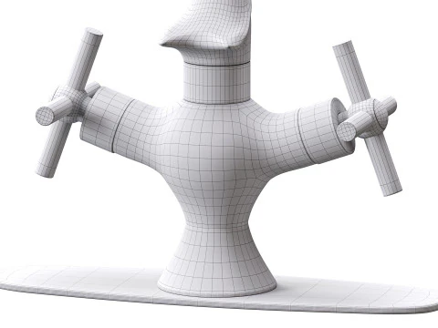 Chrome Dolphin Faucet Single Hole Widespread Plate 3D Model