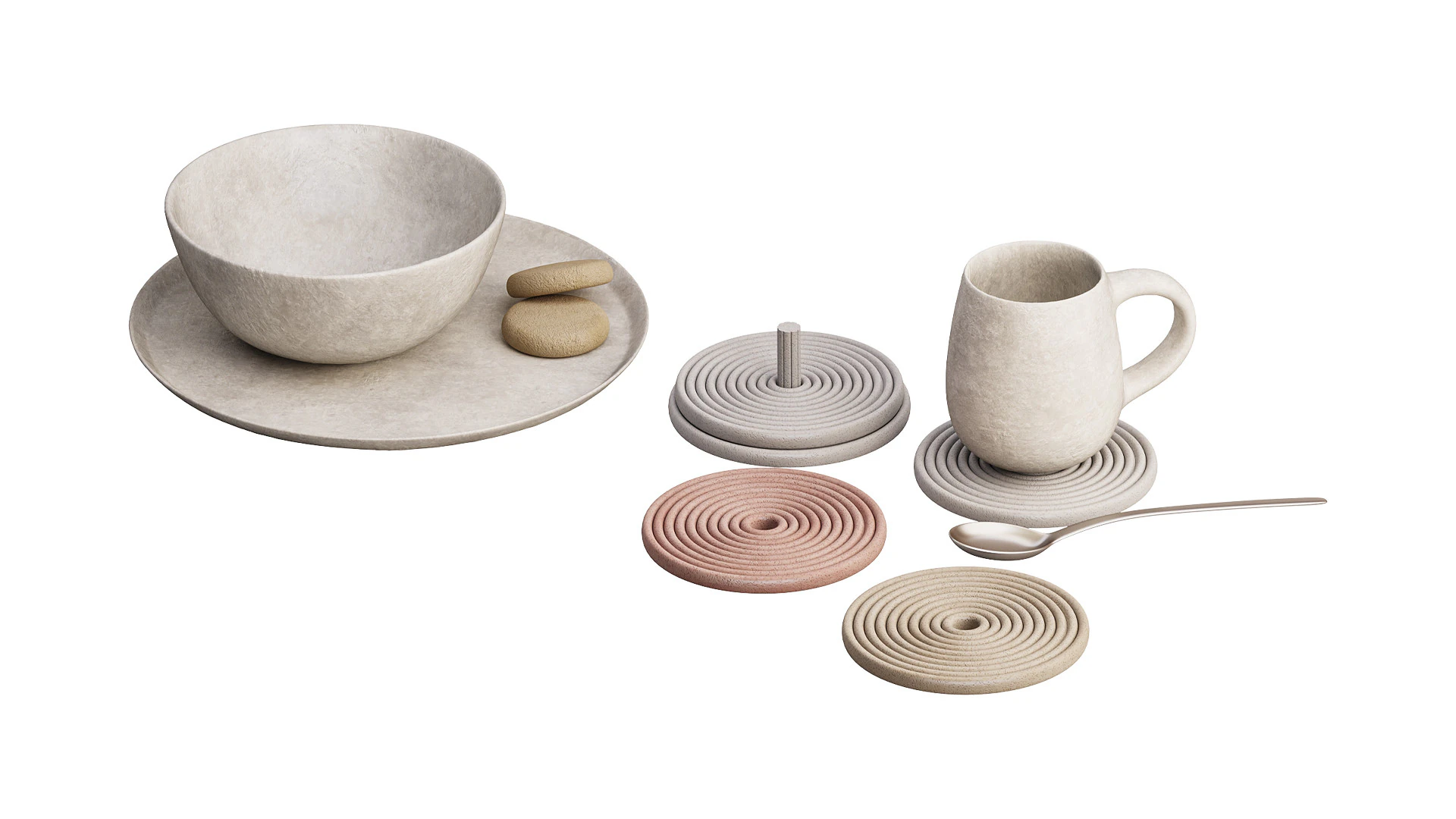 Dish set 3 3D Model .c4d .max .obj .3ds .fbx .stl .blend 