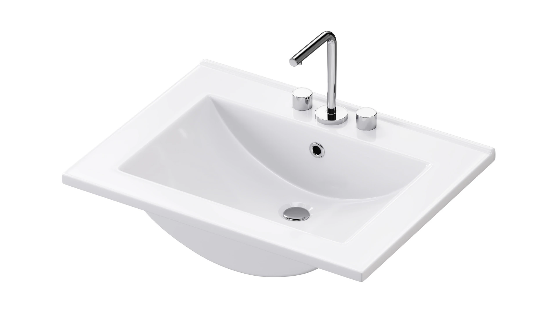 Drop In Sink Self Rimming for Bathroom 3D Model .c4d .max .obj .3ds .fbx .stl .blend 