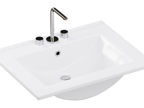 Drop In Sink Self Rimming for Bathroom 3D Model