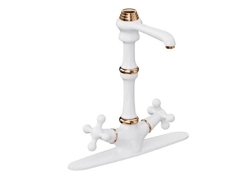 Kitchen Faucet Vintage White Cross 2 Handles Single Hole 3D Model