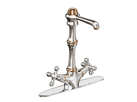 Kitchen Faucet Vintage White Cross 2 Handles Single Hole Modello 3D