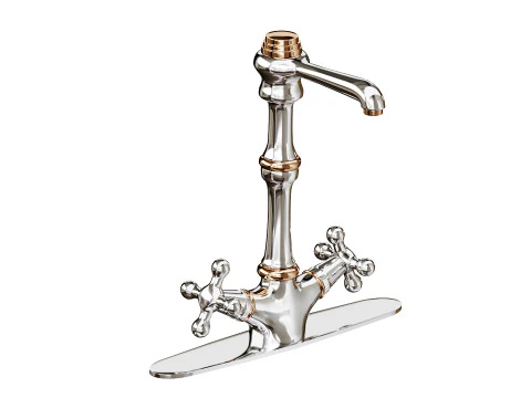 Kitchen Faucet Vintage White Cross 2 Handles Single Hole 3D Model