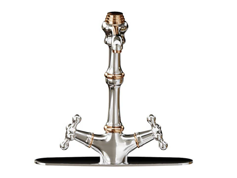 Kitchen Faucet Vintage White Cross 2 Handles Single Hole 3D Model