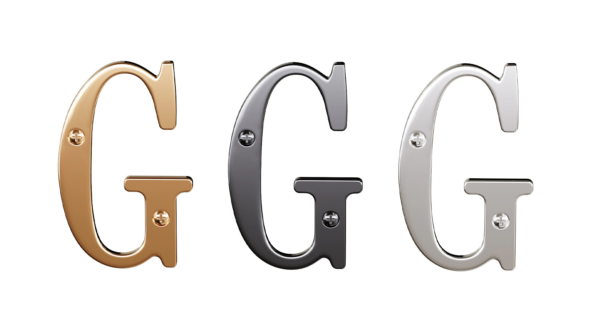 Letter G House Letters Solid Bright Brass 3D Model .c4d .max .obj .3ds .fbx .stl .blend