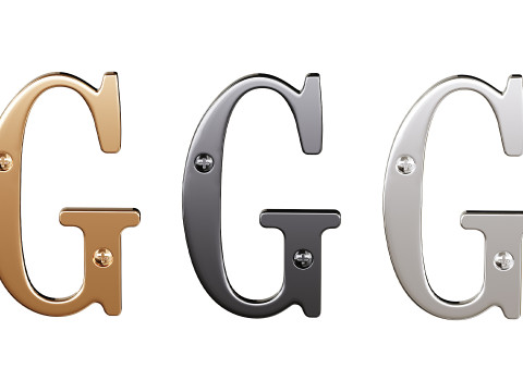 Letter G House Letters Solid Bright Brass 3D 模型