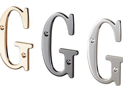 Letter G House Letters Solid Bright Brass 3D Model