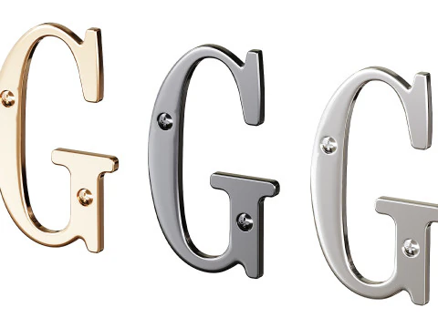 Letter G House Letters Solid Bright Brass 3D Model