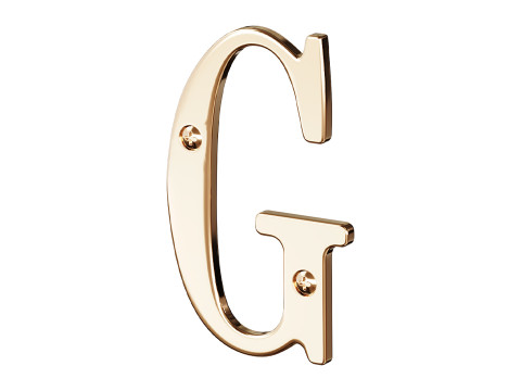 Letter G House Letters Solid Bright Brass 3D Model