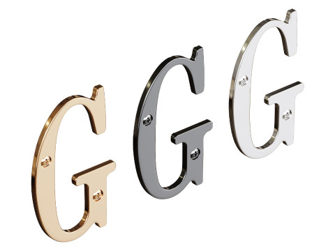 Letter G House Letters Solid Bright Brass 3D Model