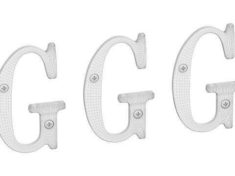 Letter G House Letters Solid Bright Brass 3D Model
