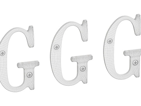 Letter G House Letters Solid Bright Brass 3D Model