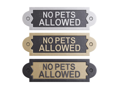 Solid Brass Sign No Pets Allowed 3D Модель