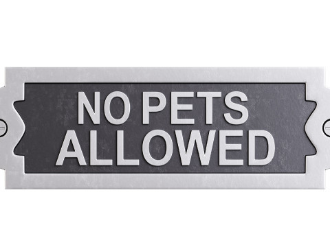 Solid Brass Sign No Pets Allowed Modello 3D