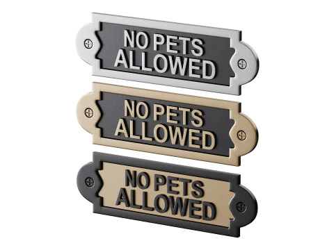 Solid Brass Sign No Pets Allowed 3D Model