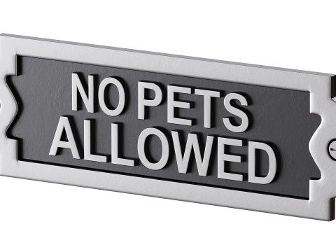 Solid Brass Sign No Pets Allowed Modello 3D