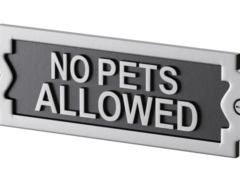 Solid Brass Sign No Pets Allowed 3D Model