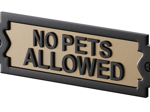 Solid Brass Sign No Pets Allowed Modello 3D