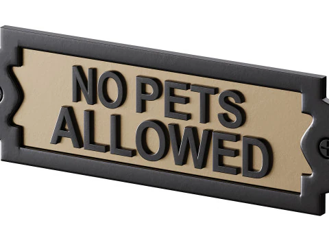 Solid Brass Sign No Pets Allowed 3D Model
