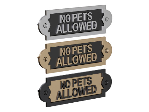 Solid Brass Sign No Pets Allowed Modello 3D