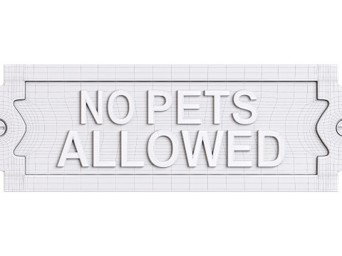 Solid Brass Sign No Pets Allowed Modello 3D