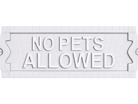 Solid Brass Sign No Pets Allowed 3D Model