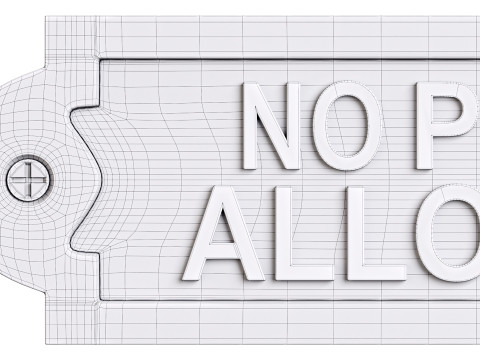 Solid Brass Sign No Pets Allowed Modello 3D