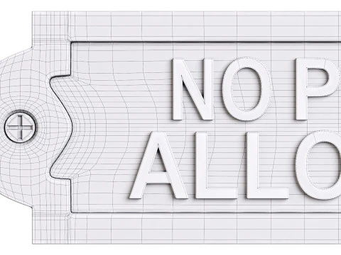 Solid Brass Sign No Pets Allowed 3D Model