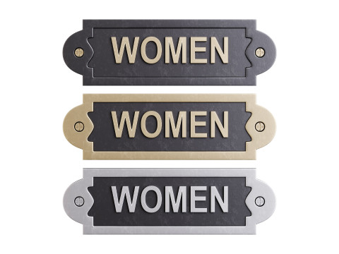 Solid Brass Sign Women 3D 模型