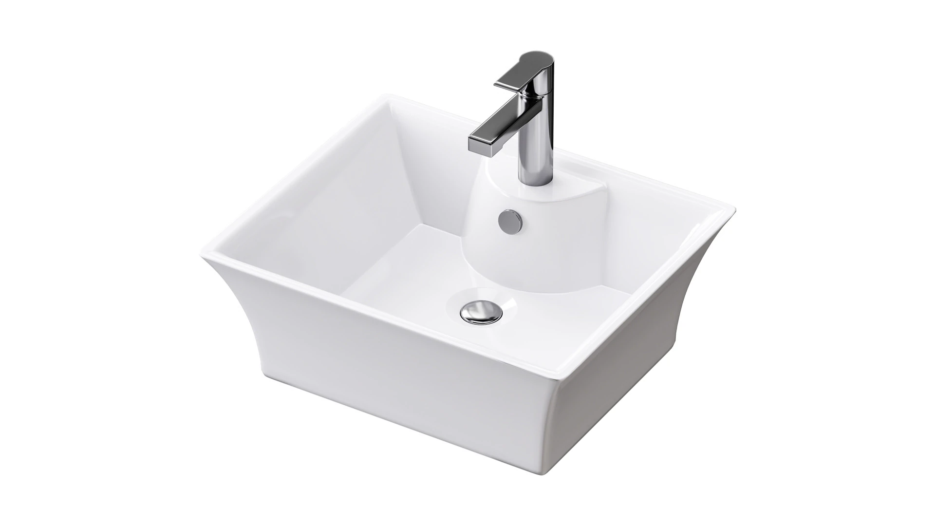 Square Countertop Vessel Bathroom Sink 3D Model .c4d .max .obj .3ds .fbx .stl .blend