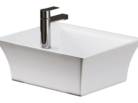 Square Countertop Vessel Bathroom Sink Modello 3D