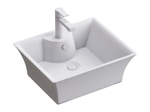 Square Countertop Vessel Bathroom Sink Modello 3D