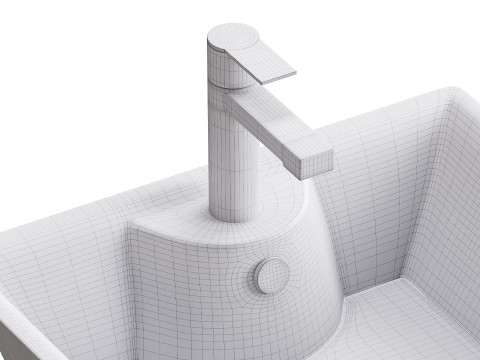 Square Countertop Vessel Bathroom Sink Modello 3D