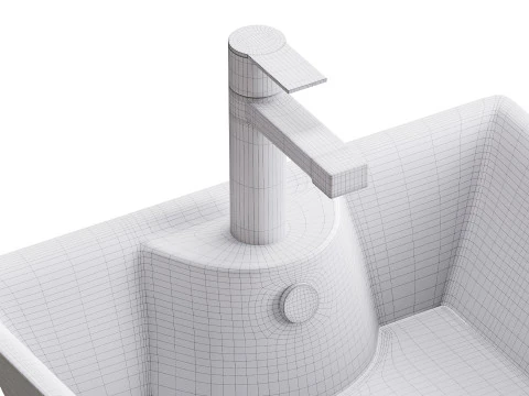Square Countertop Vessel Bathroom Sink 3D Model