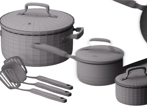 Tfal Signature Nonstick Cookware Set 3D Model