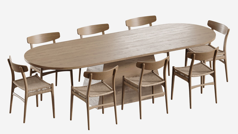 Dining table LONGRICH Model 3D .c4d .max .obj .3ds .fbx .stl .blend 