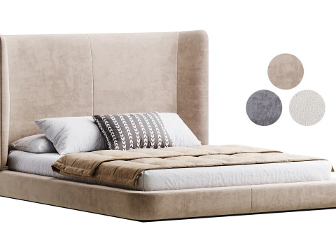 Сіра опівнічна ліжко 3D Модель