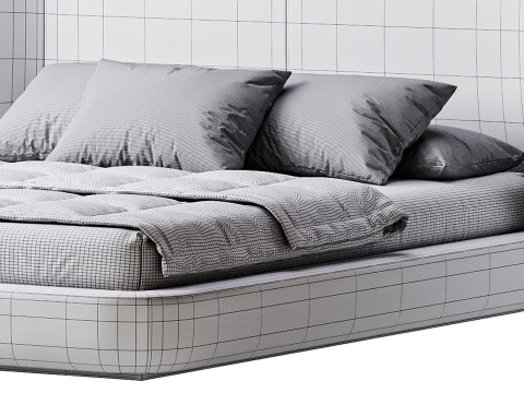 Grey Midnight bed Model 3D