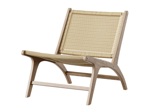 Poltroncina Hamma in teak e rattan naturale Modello 3D