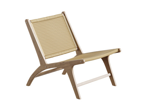 Hamma teak and natural rattan armchair 3D Model