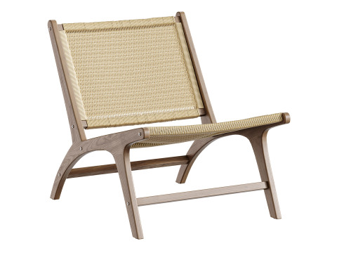 Hamma teak and natural rattan armchair 3D Model