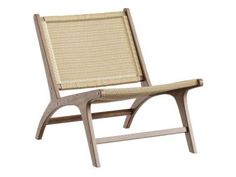 Poltroncina Hamma in teak e rattan naturale Modello 3D