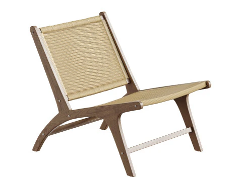 Poltroncina Hamma in teak e rattan naturale Modello 3D
