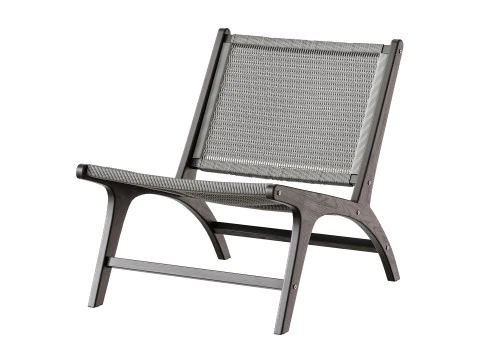 Poltroncina Hamma in teak e rattan naturale Modello 3D