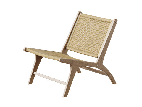 Hamma teak and natural rattan armchair 3D Model