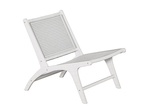 Hamma teak and natural rattan armchair 3D Model