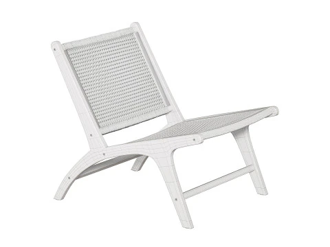 Poltroncina Hamma in teak e rattan naturale Modello 3D